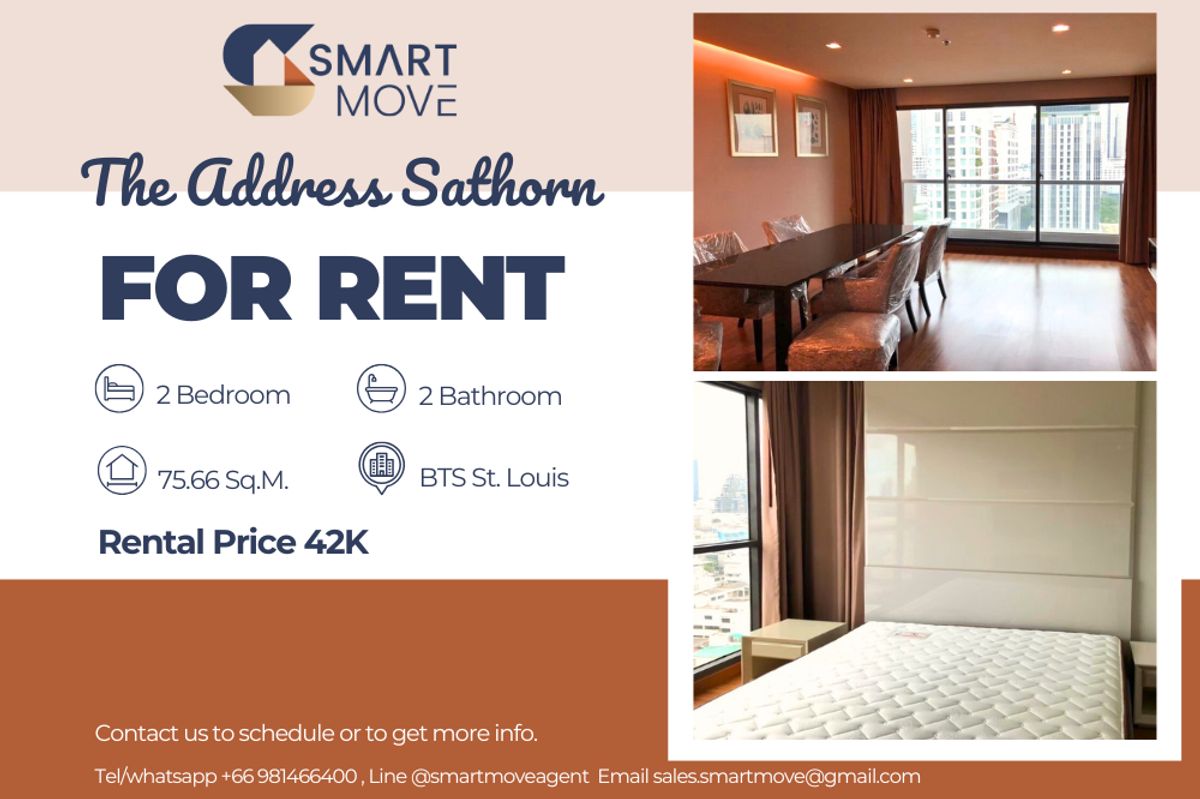 For RentCondoSathorn, Narathiwat : 🔥 For Rent !! 🔥 Code C20221201501..........The Address Sathorn , 2 bedroom, 2 bathroom, high floor 14++, City View, furnished, ready to move in 📣📣