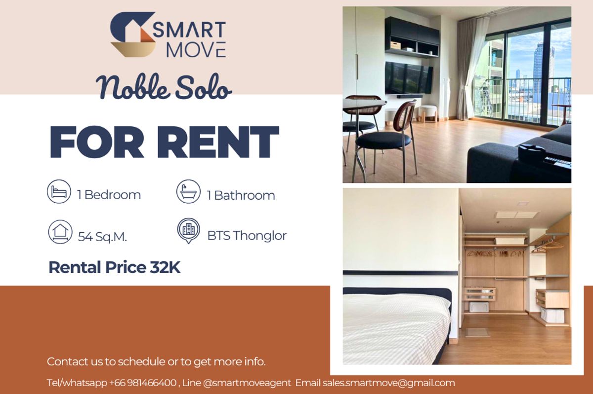 For RentCondoSukhumvit, Asoke, Thonglor : 🔥 For Rent !! 🔥 Code C20250800051..........Noble Solo, 1 bedroom, 1 bathroom, furnished, ready to move in 📣📣