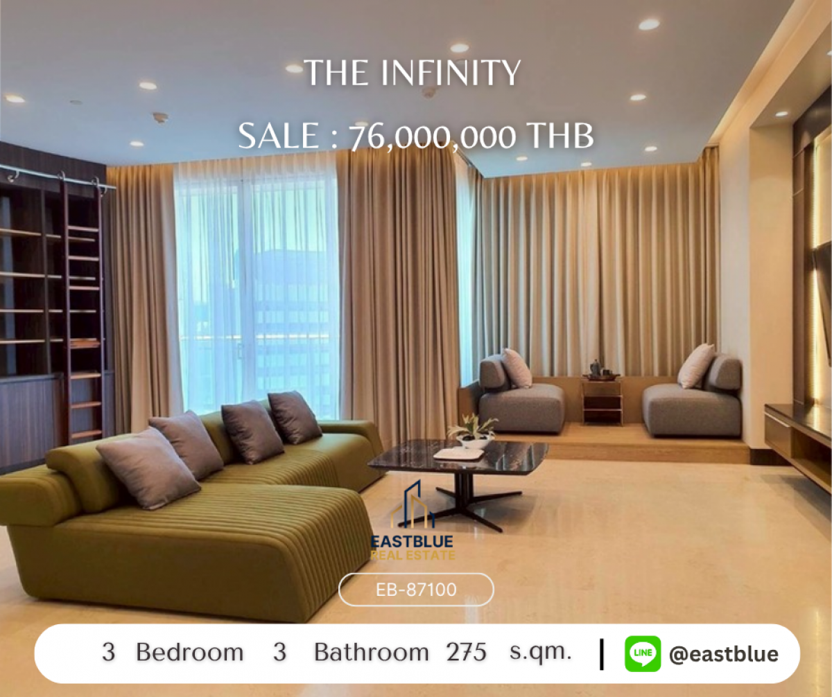ขายคอนโดสาทร นราธิวาส : ราคาจริงรวมค่าใช้จ่ายแล้วสุดหรู 3 ห้องนอน The Infinity ใจกลางสีลม 
วิว BTS ชอง่นนอนสี ใกล้เซ็นทรัล พระราม 3 เพียง 76 ล้าน!