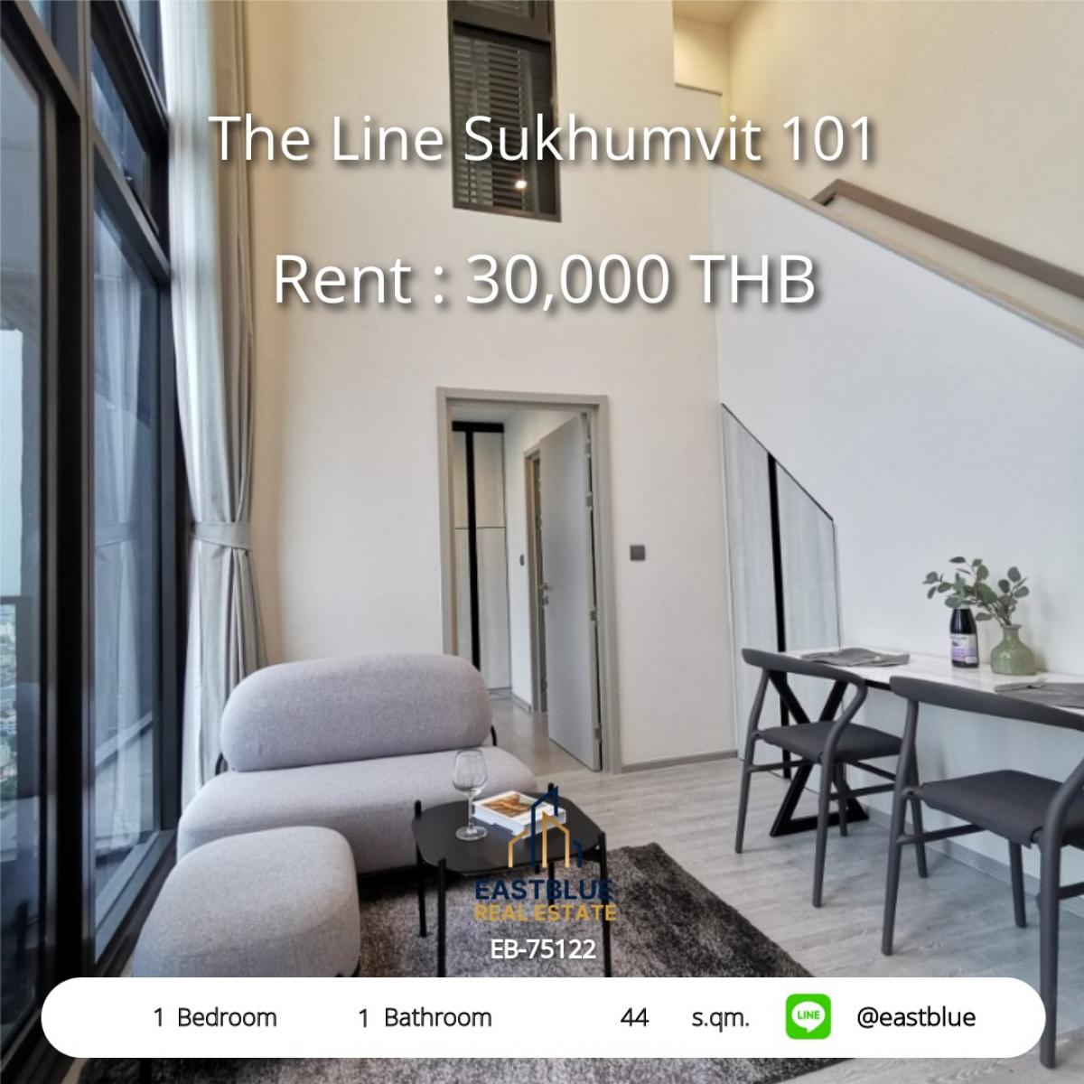 ให้เช่าคอนโดอ่อนนุช อุดมสุข : เช่าคอนโด The Line สุขุมวิท 101 1 ห้องนอน 44 ตร.ม. ใกล้ BTS ปุณณวิถี 
สิ่งอำนวยความสะดวกครบ! สระว่ายน้ำ ฟิตเนส ราคาสุดคุ้ม 30,000 บาท/เดือน