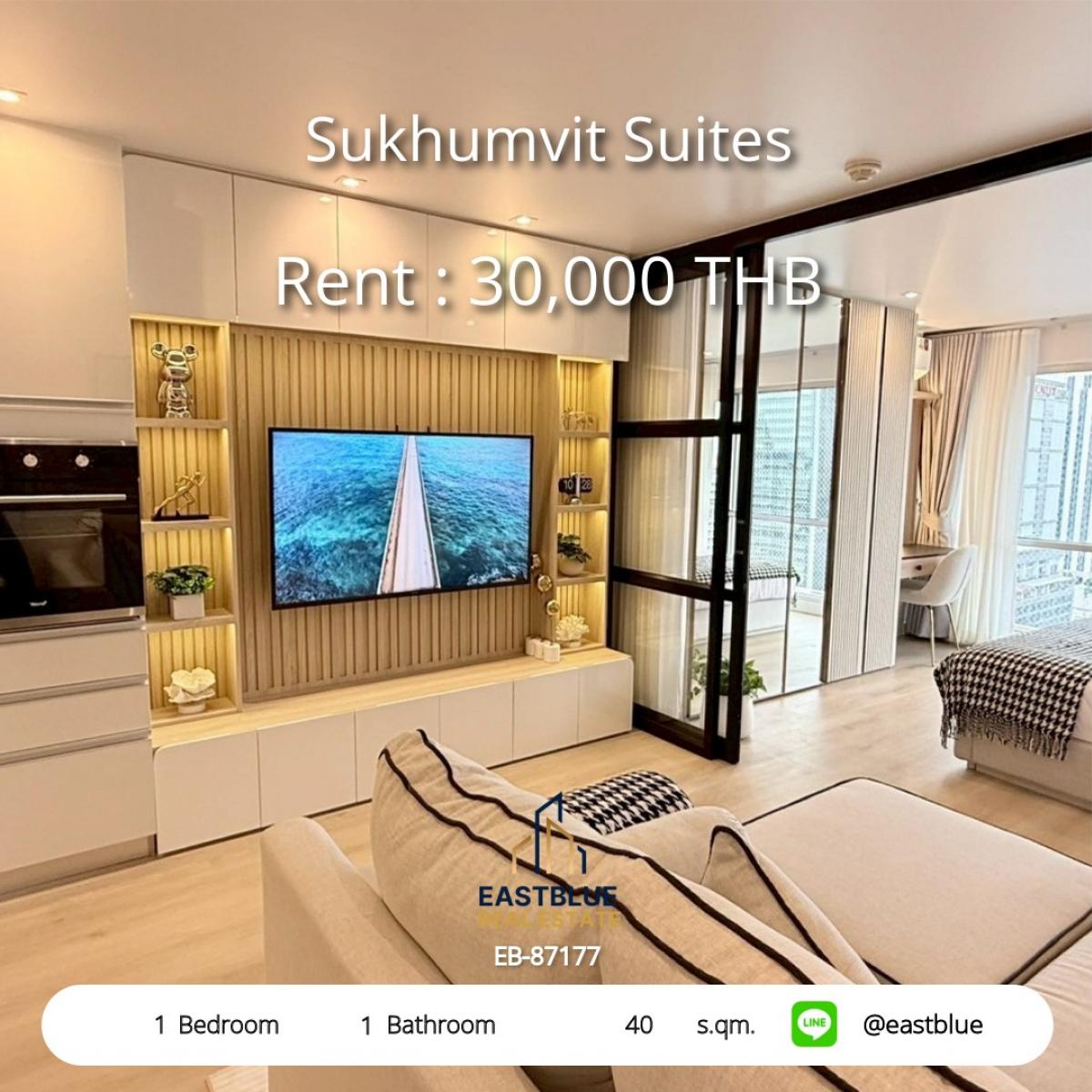 For RentCondoNana, North Nana,Sukhumvit13, Soi Nana : Luxury 1-Bed Condo at Sukhumvit Suites-Steps from BTS Nana! Fully Furnished, Top Facilities, Prime Location - RENT 30,000 THB/Month!