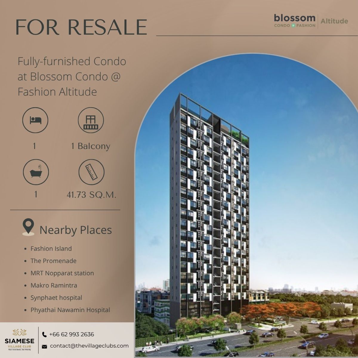 ขายคอนโดนวมินทร์ รามอินทรา : Blossom Condo @ Fashion Altitude │ Condo for Resale 1 Bed / 1 Bath