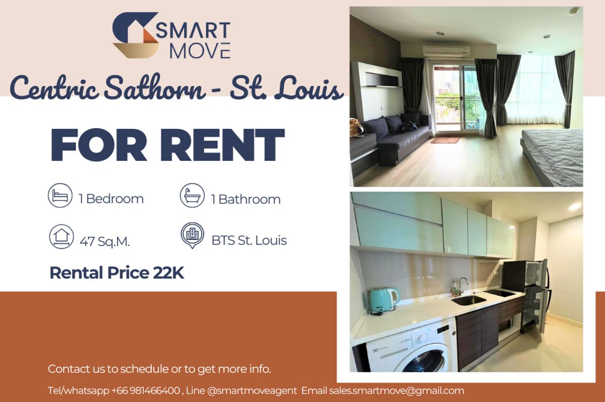 ให้เช่าคอนโดสาทร นราธิวาส : 🔥 สำหรับเช่า !!🔥 Code C20221200131..........Centric Sathorn - St. Louis, 1 ห้องนอน, 1 ห้องน้ำ, ชั้นสูง 15++, ห้องมุม, แต่งครบ, พร้อมเข้าอยู่ 📣📣