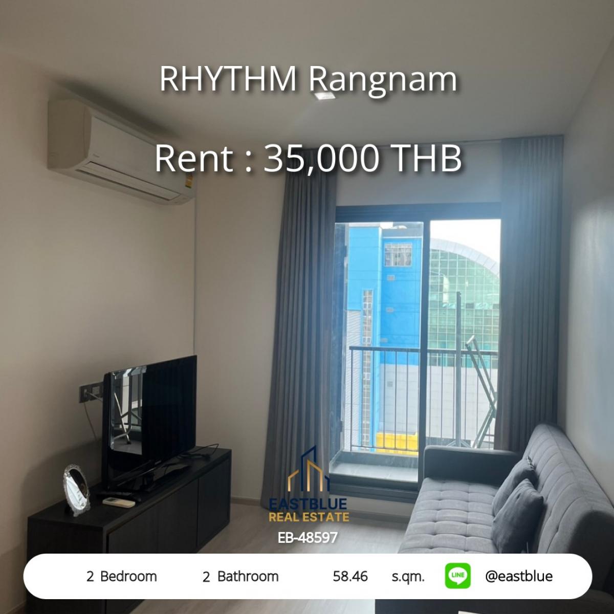 ให้เช่าคอนโดราชเทวี พญาไท : 28/02/2026, คอนโด RHYTHM Rangnam 2 นอน ใกล้ BTS อนุสาวรีย์ชัย 
เช่าเพียง 35,000 บาท/เดือน พร้อมสิ่งอำนวยความสะดวกครบครัน!