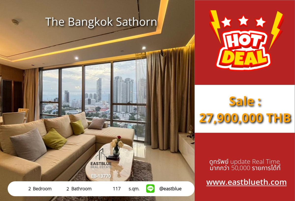 For SaleCondoSathorn, Narathiwat : 30/03/2026, Luxury 2-Bed Condo at The Bangkok Sathorn – Prime BTS Surasak Location!
117 sqm, Modern Facilities, Near Top Schools & Malls – Only 27.9M THB! 0642748883
