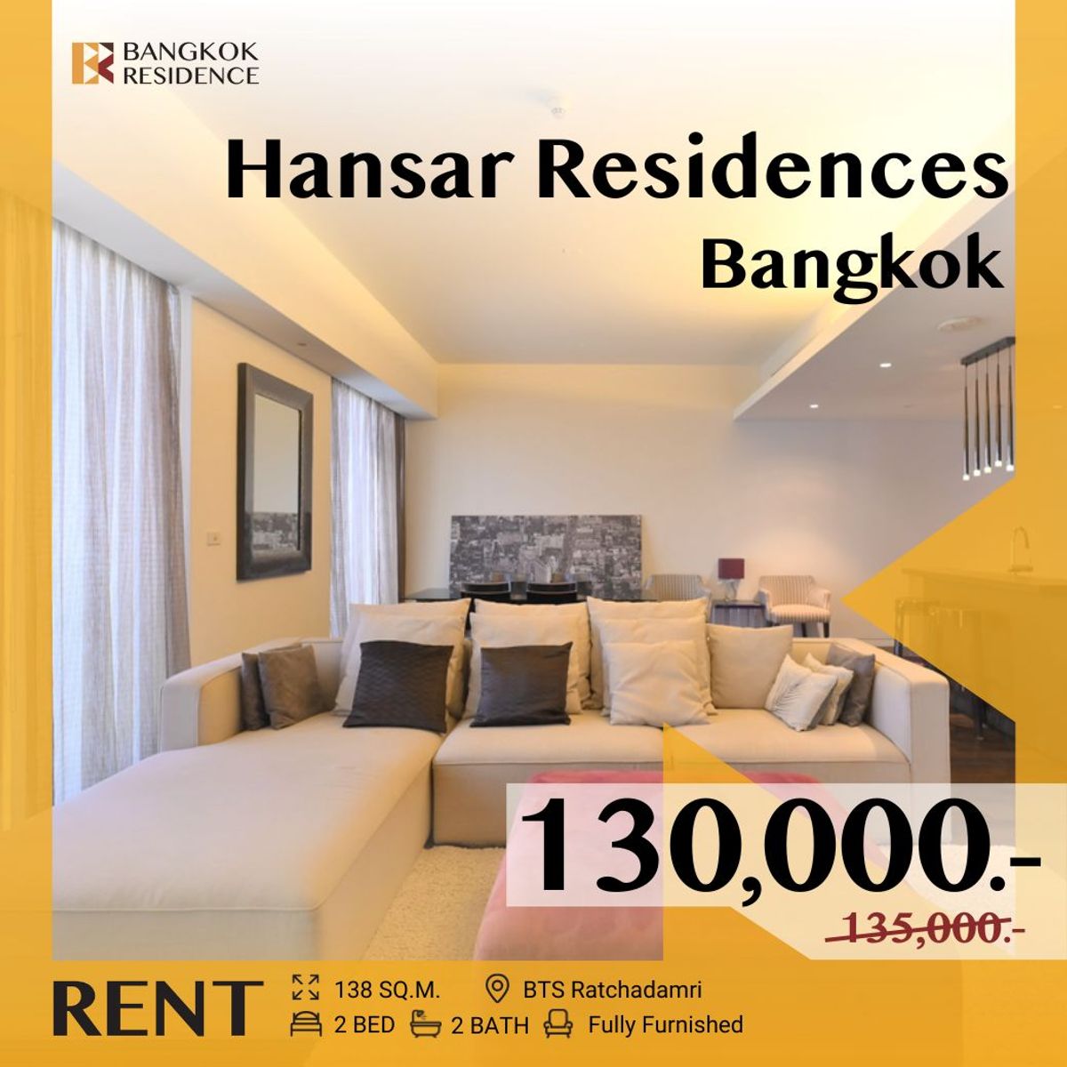 For RentCondoWitthayu, Chidlom, Langsuan, Ploenchit :  Hansar Residences Bangkok 💫 Facing sport club unit ✨ Near  BTS Ratchadamri 