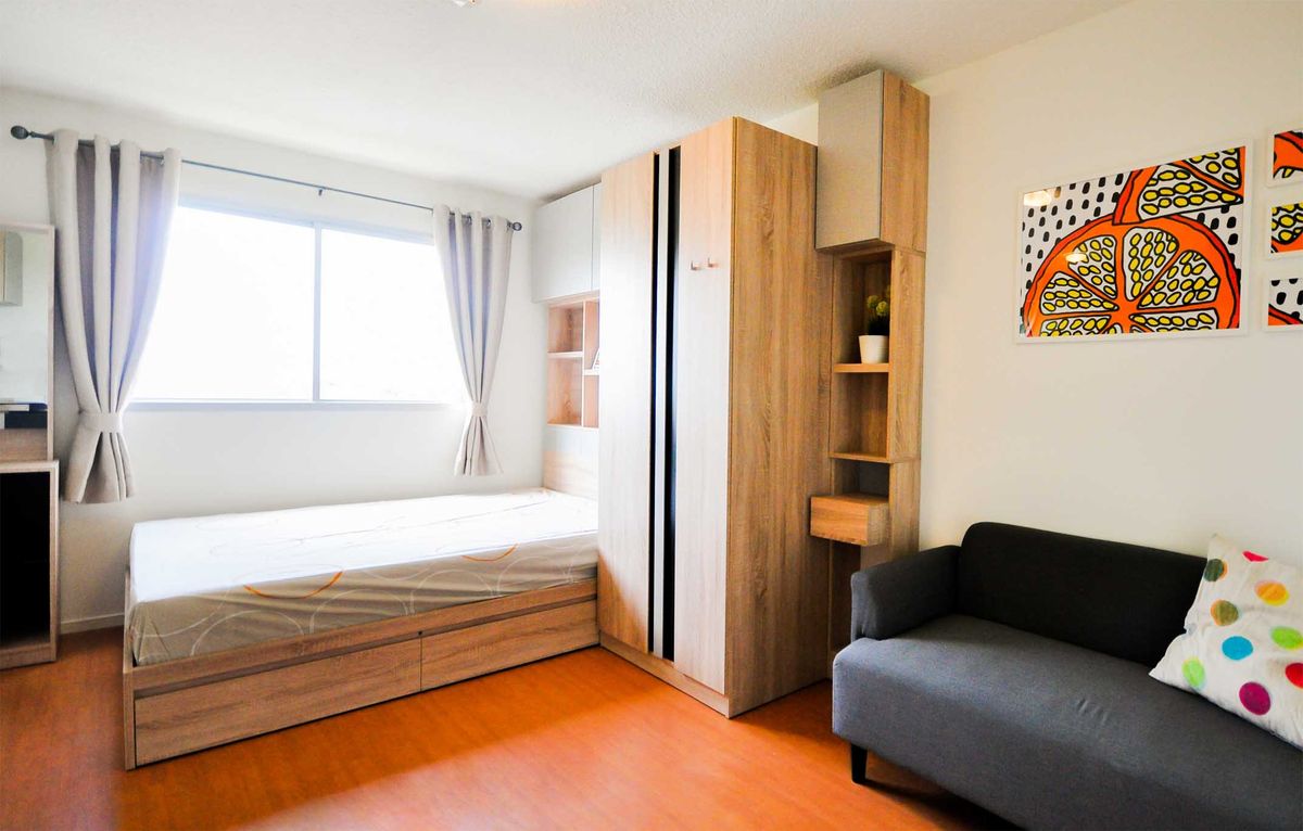 For RentCondoLadkrabang, Suwannaphum Airport : Lumpini Condo for Rent, Romklao-Suwawan Poom Building B3 Furniture Electric Appliances