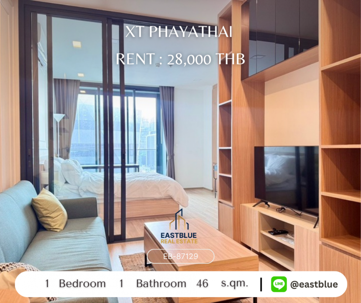 For RentCondoRatchathewi,Phayathai : เช่า XT Phayathai 1 ห้องนอน 46 ตร.ม. ใจกลางเมือง พร้อมสิ่งอำนวยความสะดวกครบครัน! 
ราคาเพียง 28,000 บาท/เดือน ใกล้ BTS/MRT และแหล่งช้อปปิ้งชั้นนำ!