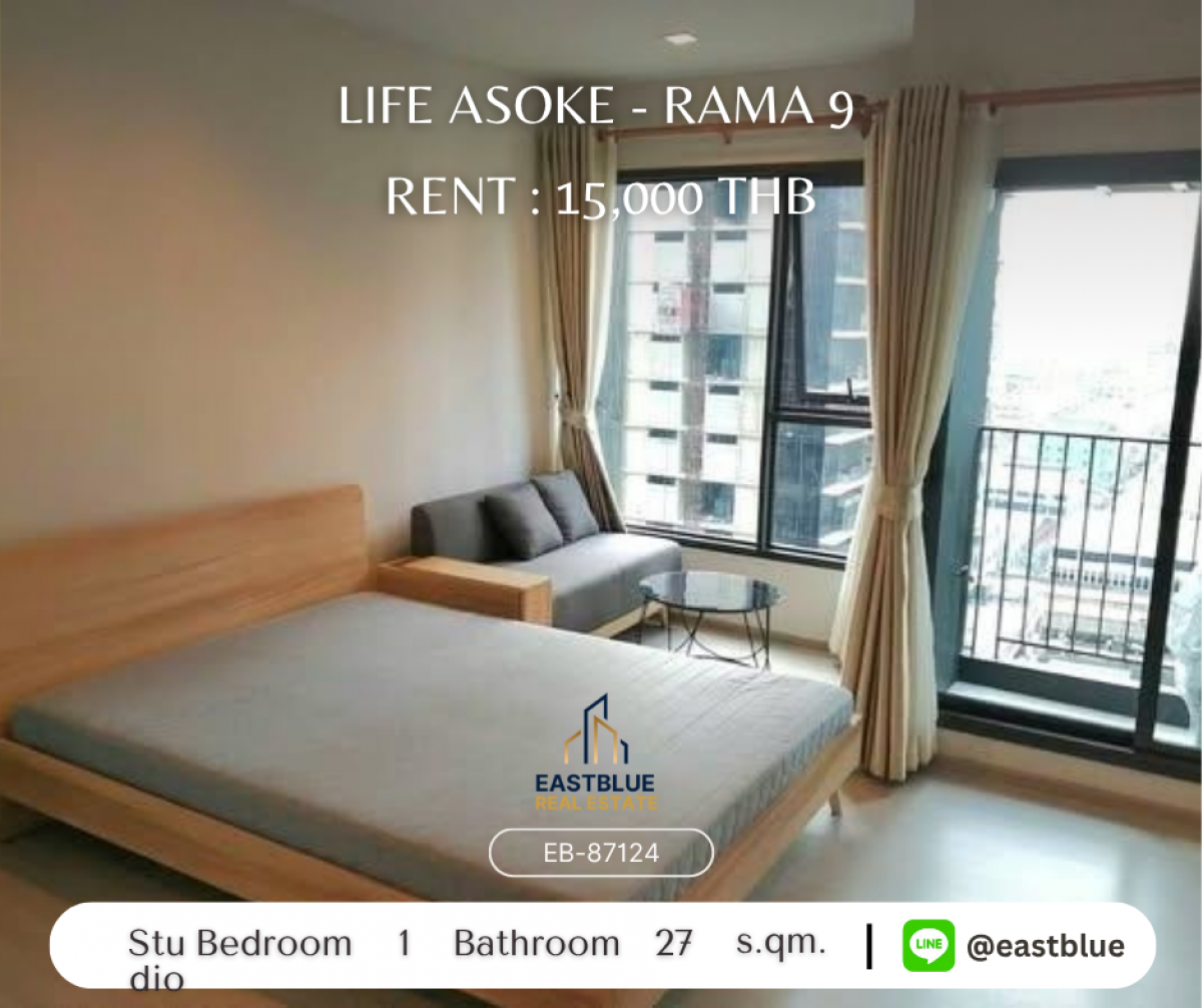 For RentCondoRama9, Petchburi, RCA : Life Asoke-Rama 9 Studio 27 sqm, just 15K/month! 
ใกล้ BTS/MRT พระราม 9 พร้อมสระว่ายน้ำและฟิตเนสครบ!