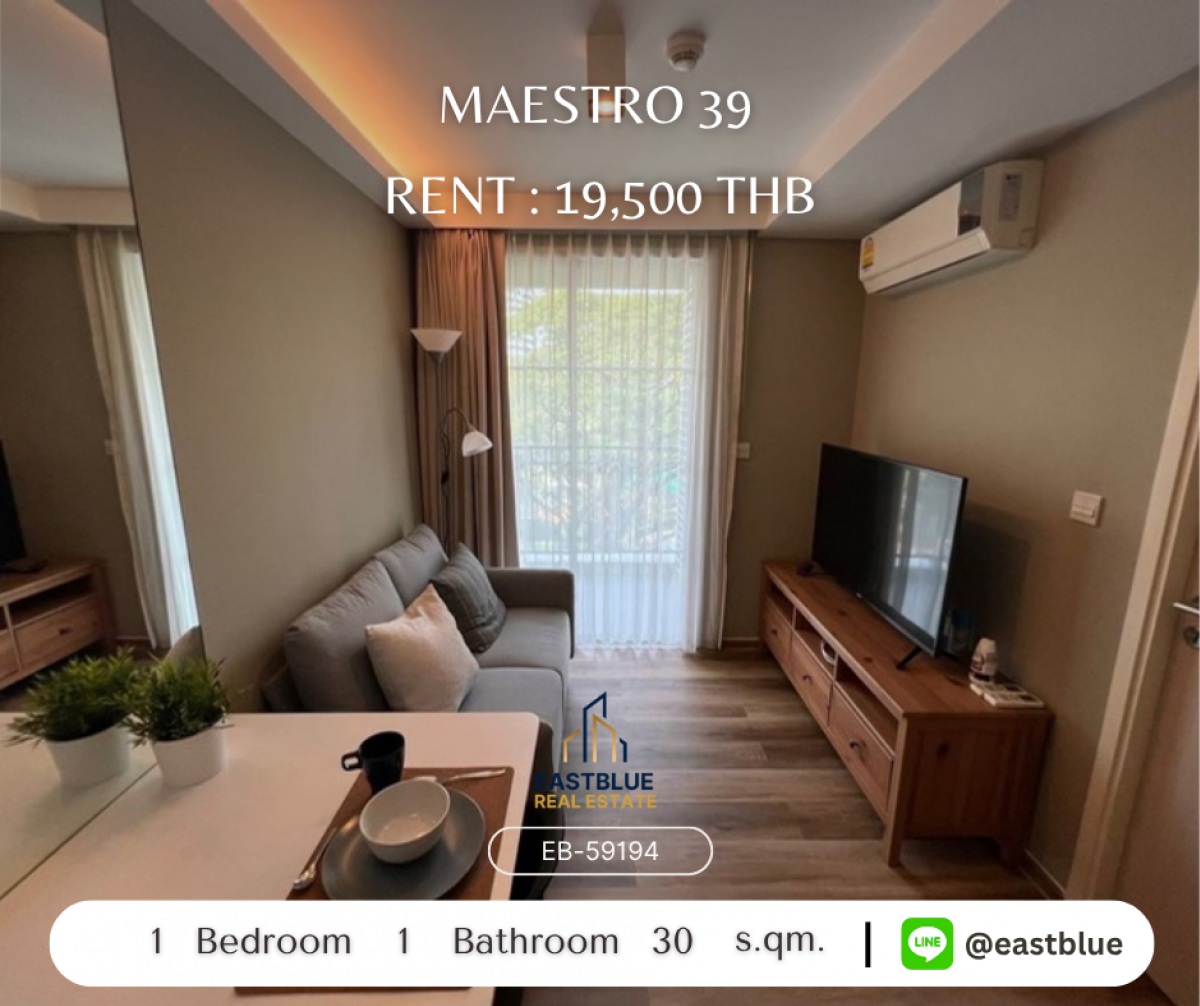 For RentCondoSukhumvit, Asoke, Thonglor : ห้ามพลาด! Maestro 39 คอนโด 1 นอน ใจกลางพร้อมพงษ์ 
เช่าเพียง 19,500 บาท/เดือน ใกล้ BTS และแหล่งช็อปปิ้ง!