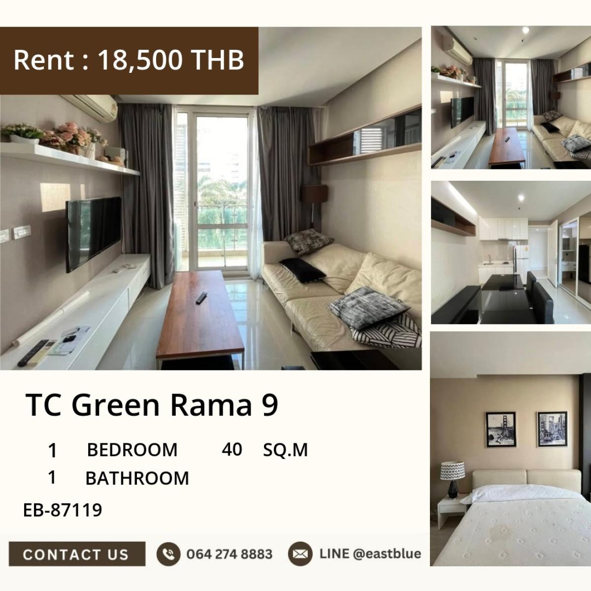 For RentCondoRama9, Petchburi, RCA : 03/04/2026, # Ready to move in! TC Green Rama 9 luxury condo near MRT Rama 9 with every convenience for just 18,500 baht/month 0642748883