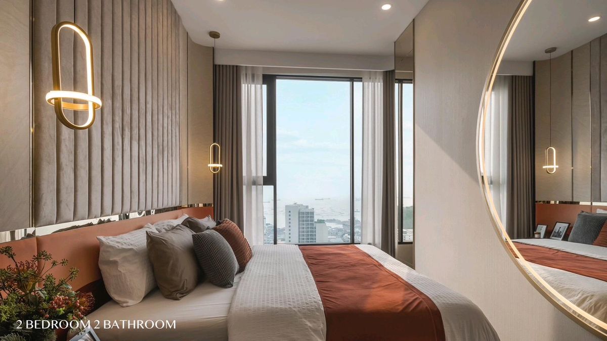 ขายคอนโดศรีราชา แหลมฉบัง บ้านบึง : Luxury Condo แบบเดียว ห้องเดียวในชั้น วิวทะเล พาโนรามา ห้องมุม แต่งครบ  ใจกลางเมืองศรีราชา @Hampton Sriracha