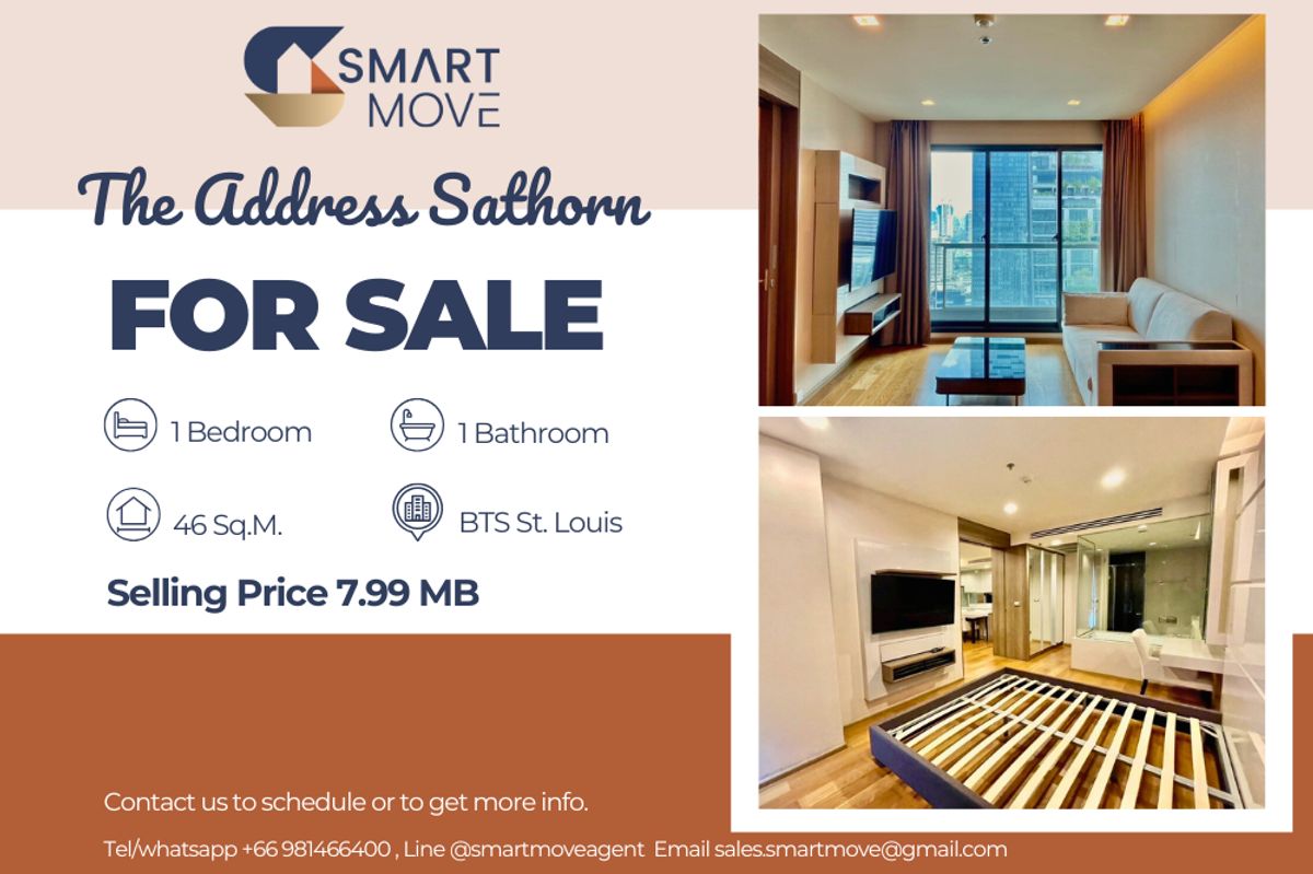 For SaleCondoSathorn, Narathiwat : 🔥 For Sale !! 🔥 Code C20240700061..........The Address Sathorn, 1 bedroom, 1 bathroom, high floor 34++, furnished, Special Deal!!📣📣