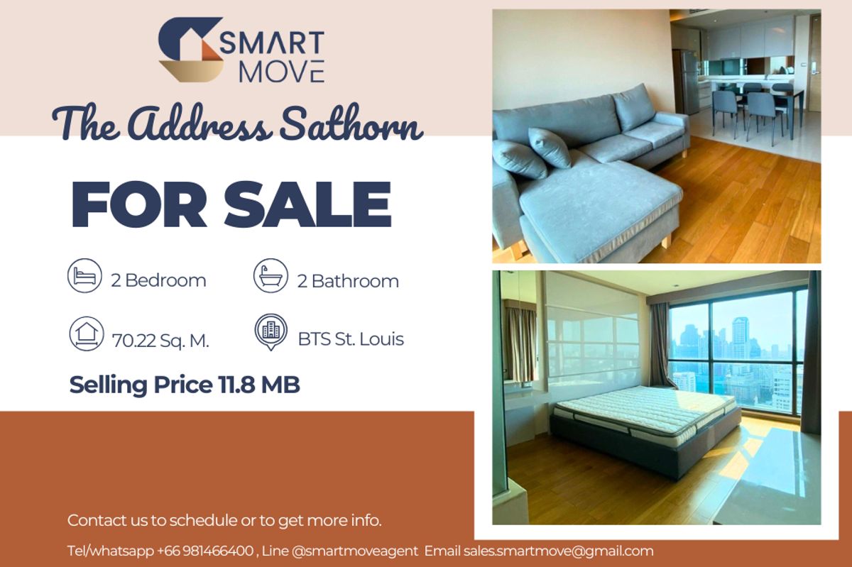 ขายคอนโดสาทร นราธิวาส : 🔥 ขายพร้อมผู้เช่า !!🔥 Code C20221201412..........The Address Sathorn, 2 ห้องนอน, 2 ห้องน้ำ, ชั้นสูง 30++, แต่งครบ, ราคาพิเศษ!!📣📣
