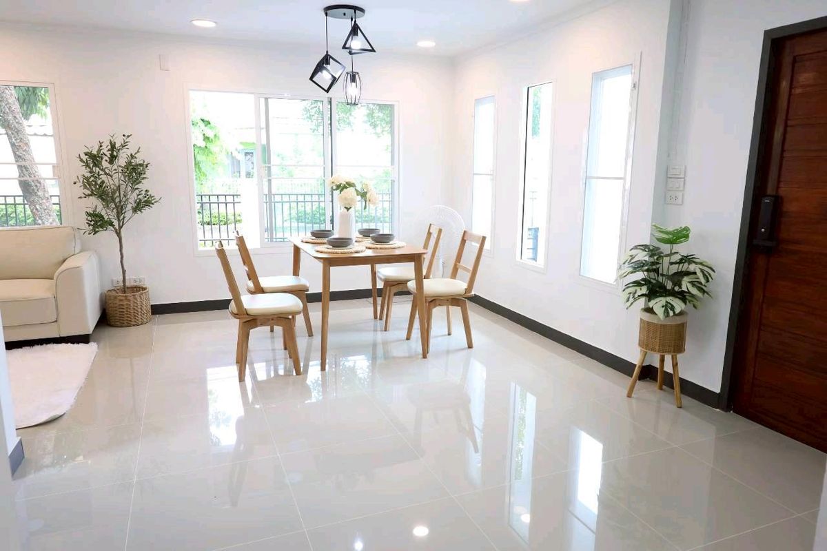 For SaleHouseNawamin, Ramindra : 2 storey detached house, Neblo home village behind the Sukhaphiban 5 corner near the Chatu Choti Expressway Sarasas Wittayai School, Nawamin Benjamarachalai School, Big C Sai Mai Makro Lotus Renovate is ready. Modern style