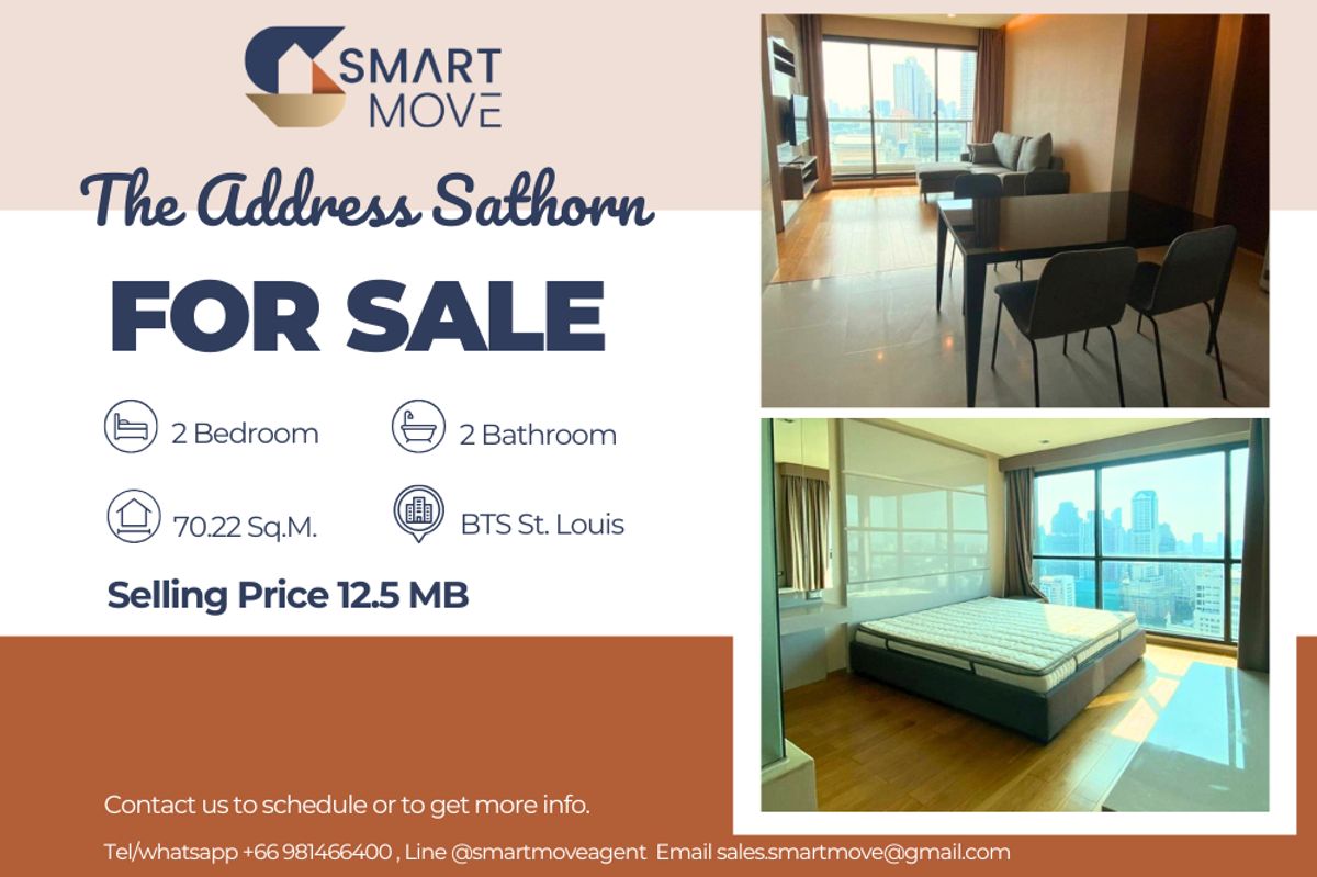 ขายคอนโดสาทร นราธิวาส : 🔥 ขายพร้อมผู้เช่า !!🔥 Code C20221201412..........The Address Sathorn, 2 ห้องนอน, 2 ห้องน้ำ, ชั้นสูง 30++, แต่งครบ, ราคาพิเศษ!!📣📣
