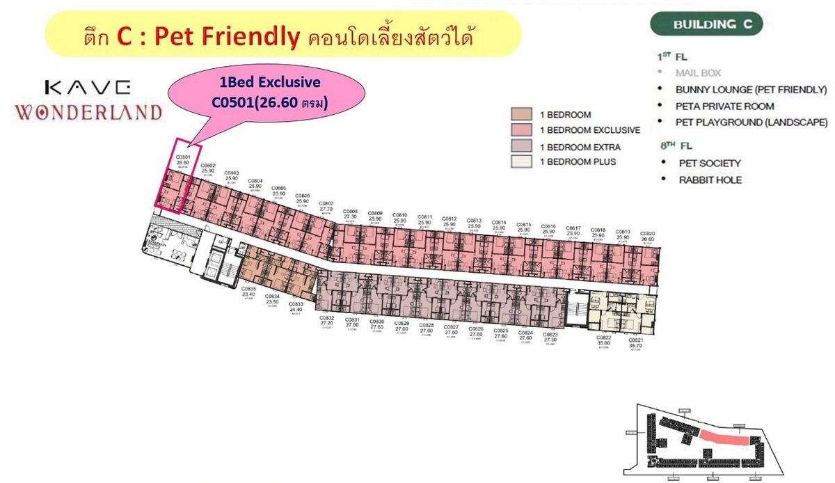 ขายดาวน์คอนโดปทุมธานี รังสิต ธรรมศาสตร์ : ขายดาวน์ kave Wanderland  คอนโดเลี้ยงสัตว์ได้ ใกล้ ม.ธรรมศาสตร์ ม.กรุงเทพ