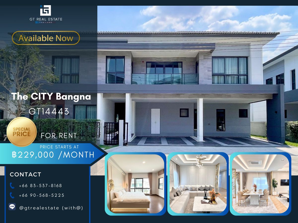 For RentHouseBangna, Bearing, Lasalle : Luxury house at The City Bangna. Convenient to travel, big room, complete furniture. Ready to rent today