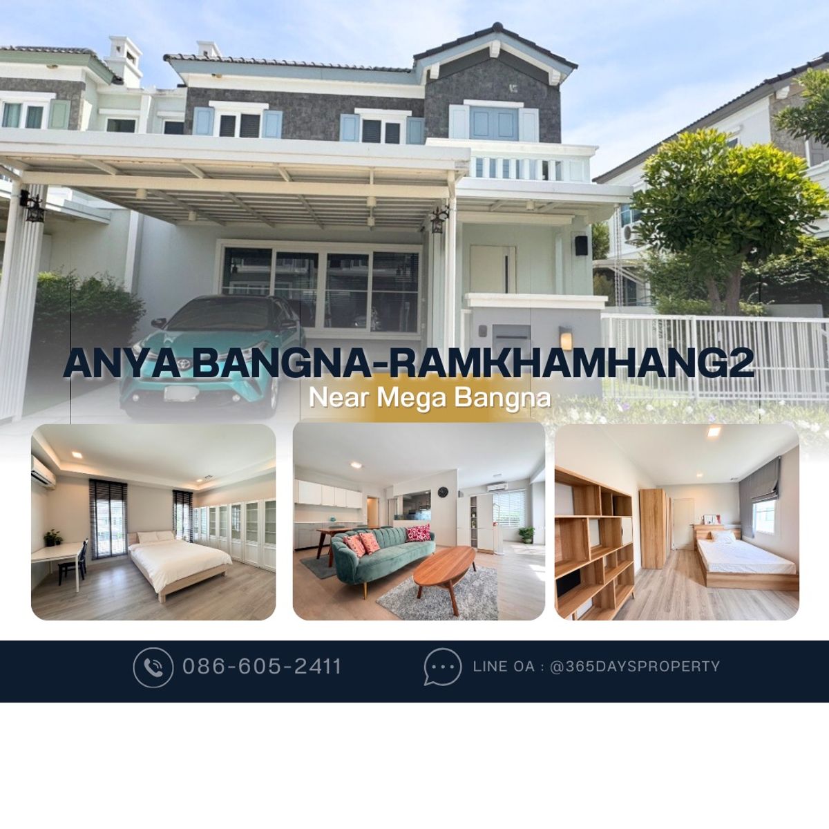 ให้เช่าบ้านบางนา แบริ่ง ลาซาล : 💥ForRent💥Anya Bangna-Ramkhamhang 2 🏡 Near Mega Bangna ‼️ Fully furnished 🌟Ready to move in 🌟