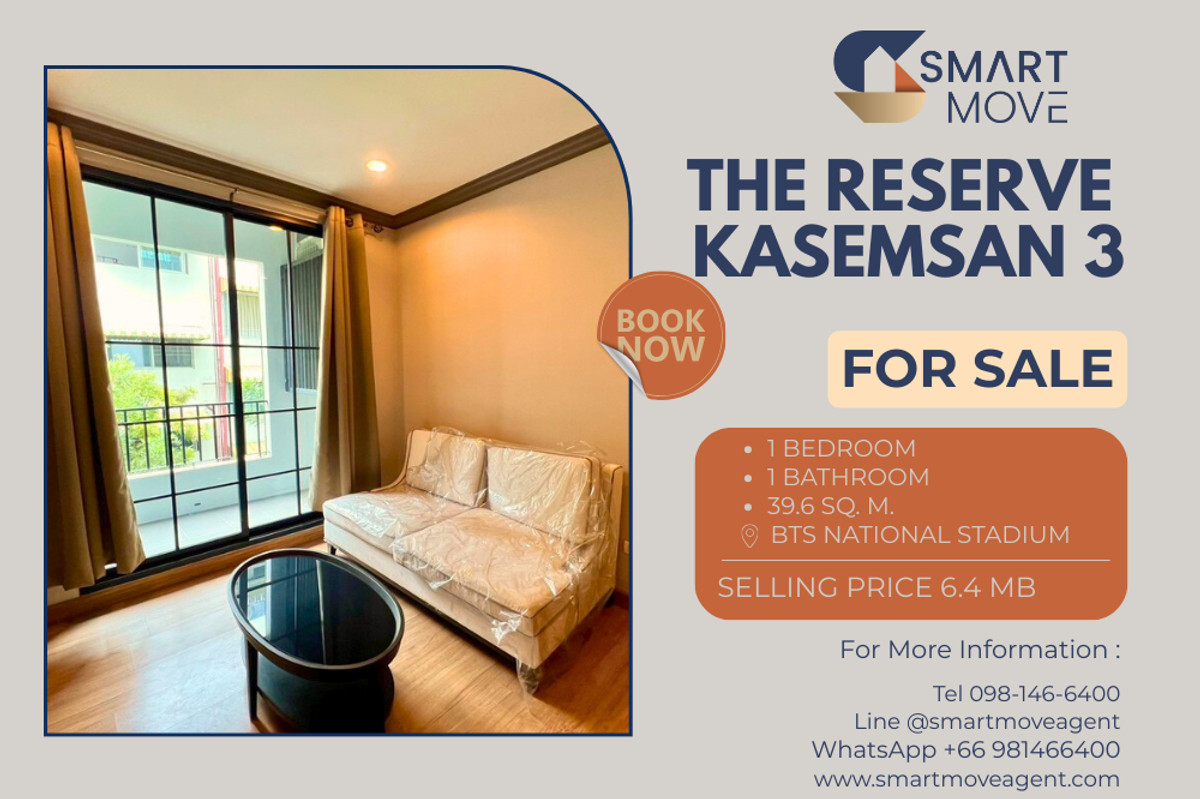 For SaleCondoSiam Paragon ,Chulalongkorn,Samyan : 🔥 Sale with tenant !!🔥 Code C20230209687..........The Reserve Kasemsan 3, 1 bedroom, 1 bathroom, Garden View, prime area, furnished, Special Deal!!📣📣