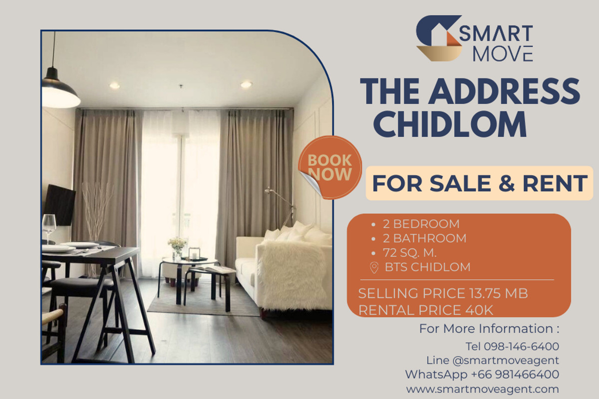 For SaleCondoWitthayu, Chidlom, Langsuan, Ploenchit : 🔥 Sale - Rent !!🔥 Code C20231100185..........The Address Chidlom, 2 bedroom, 2 bathroom,  furnished, Special Deal!!📣📣