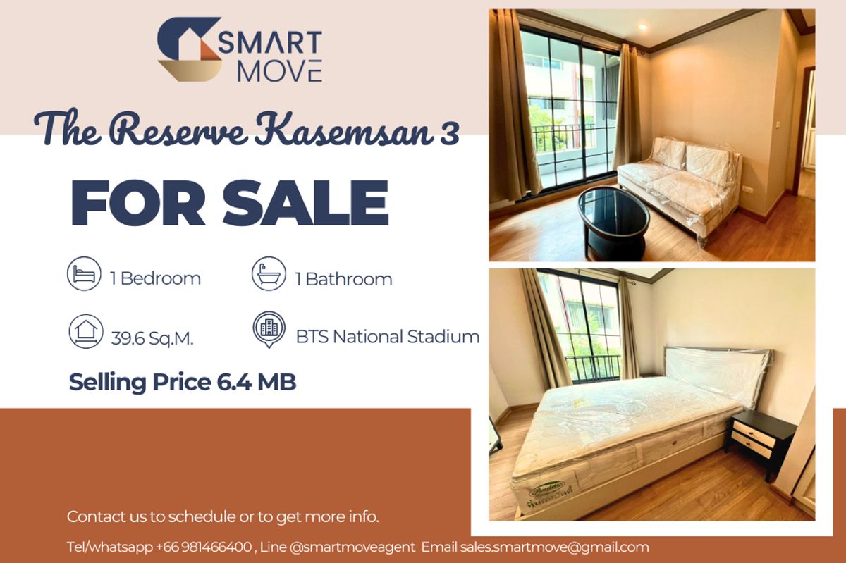 ขายคอนโดสยาม จุฬา สามย่าน : 🔥 ขายพร้อมผู้เช่า !!🔥 Code C20230209687..........The Reserve Kasemsan 3, 1 ห้องนอน, 1 ห้องน้ำ, วิวสวน, ทำเลทอง, แต่งครบ, ราคาพิเศษ!!📣📣