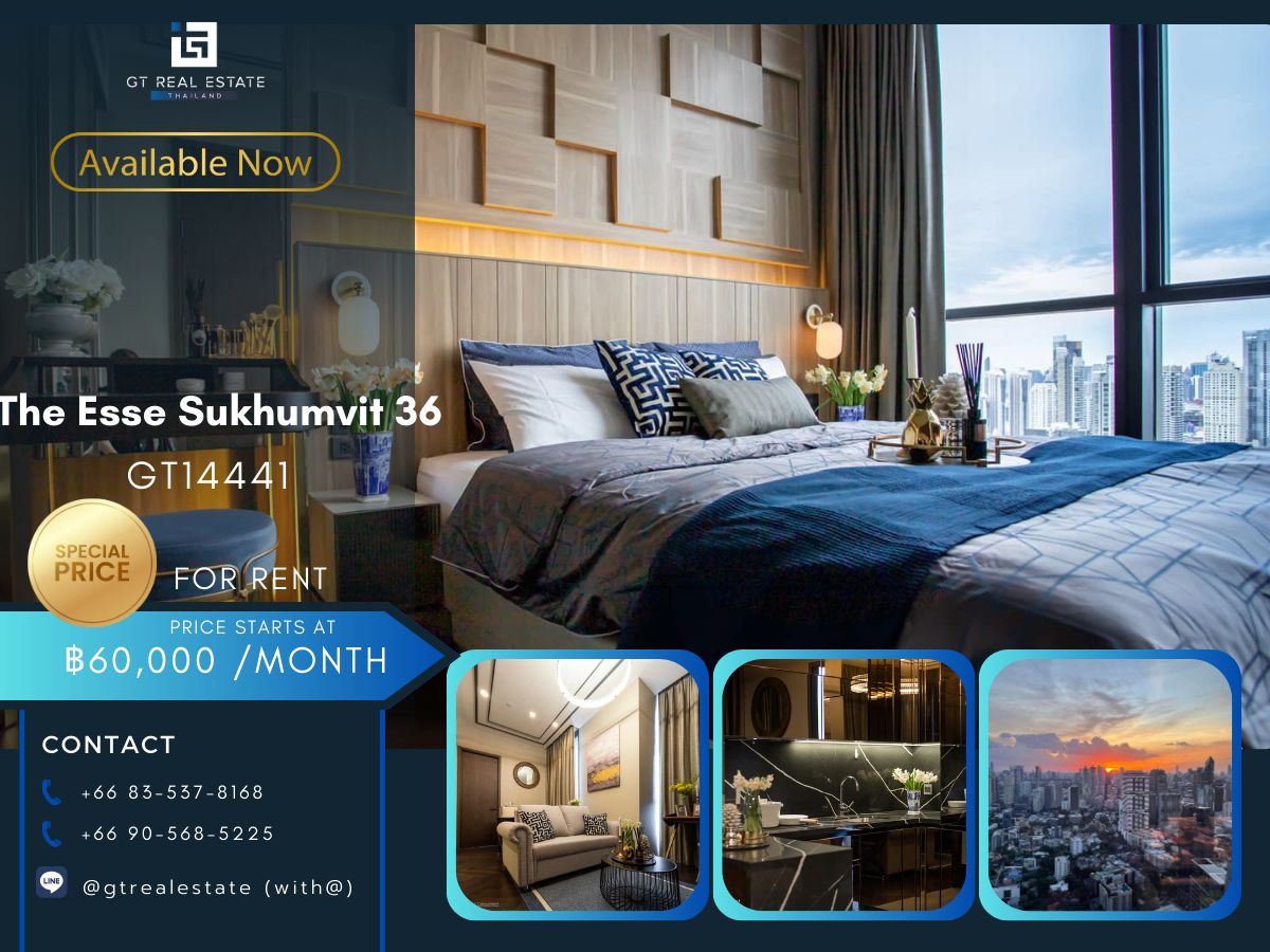 ให้เช่าคอนโดสุขุมวิท อโศก ทองหล่อ : คอนโด The Esse Sukhumvit 36 เดินทางสะดวก ใกล้รถไฟฟ้าบีทีเอส มีรถรับส่ง ห้องสวย เฟอร์นิเจอร์ครบ พร้อมอยู่