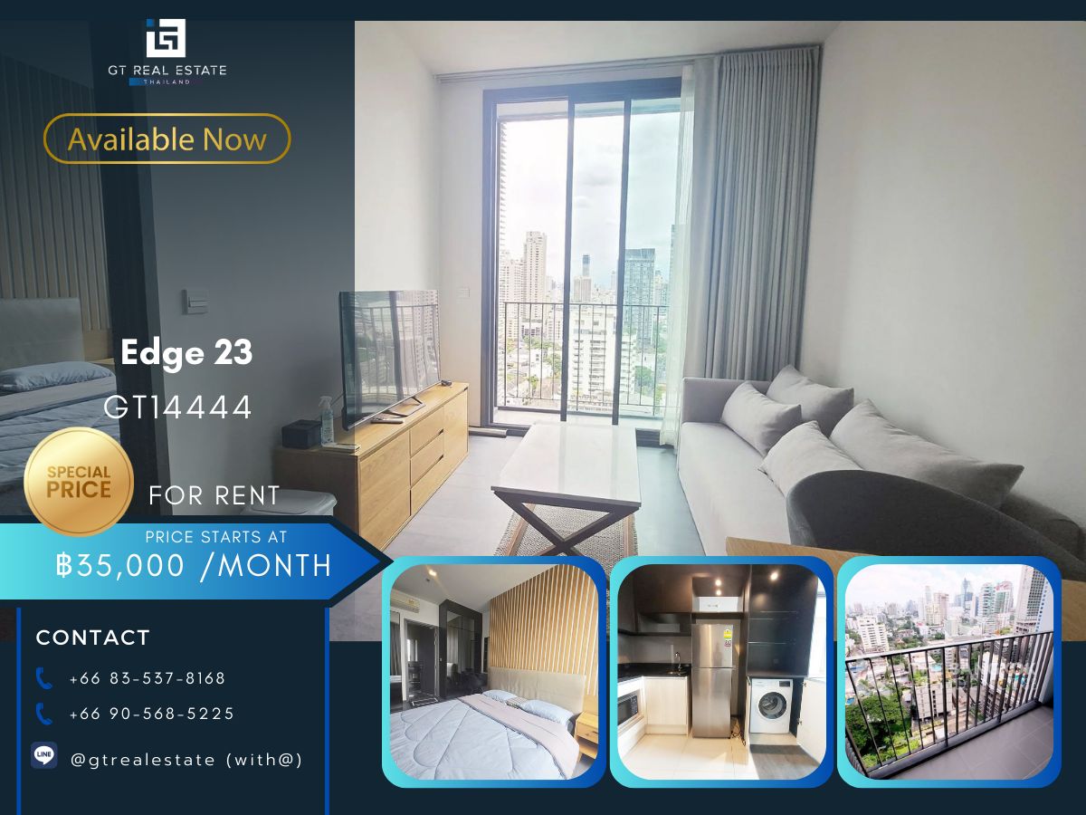 For RentCondoSukhumvit, Asoke, Thonglor : EDGE 23 condo, convenient transportation, near the BTS Skytrain, has a beautiful room shuttle, complete furniture ready.