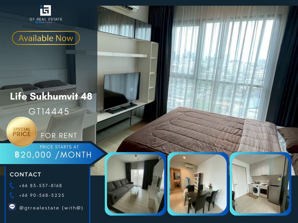 For RentCondoOnnut, Udomsuk : Life Sukhumvit 48 condo, convenient transportation, near BTS, beautiful room, complete furniture ready