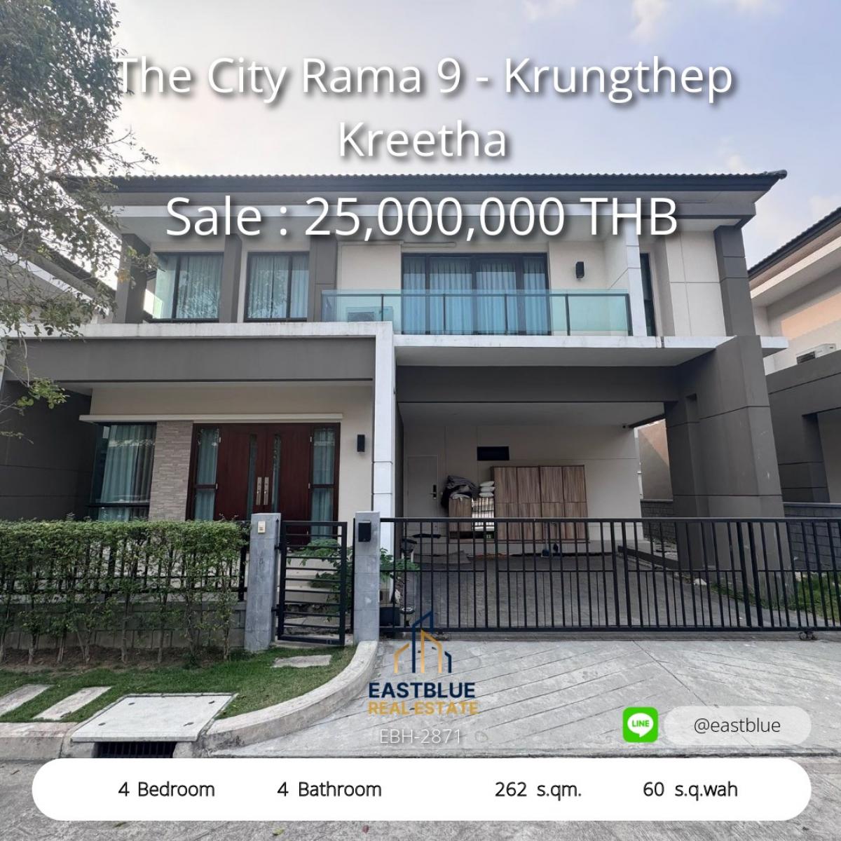 For SaleHousePattanakan, Srinakarin : Sell/rent - The City, Rama IX, Krungthep Kreetha, beautiful, very good condition, full furniture
