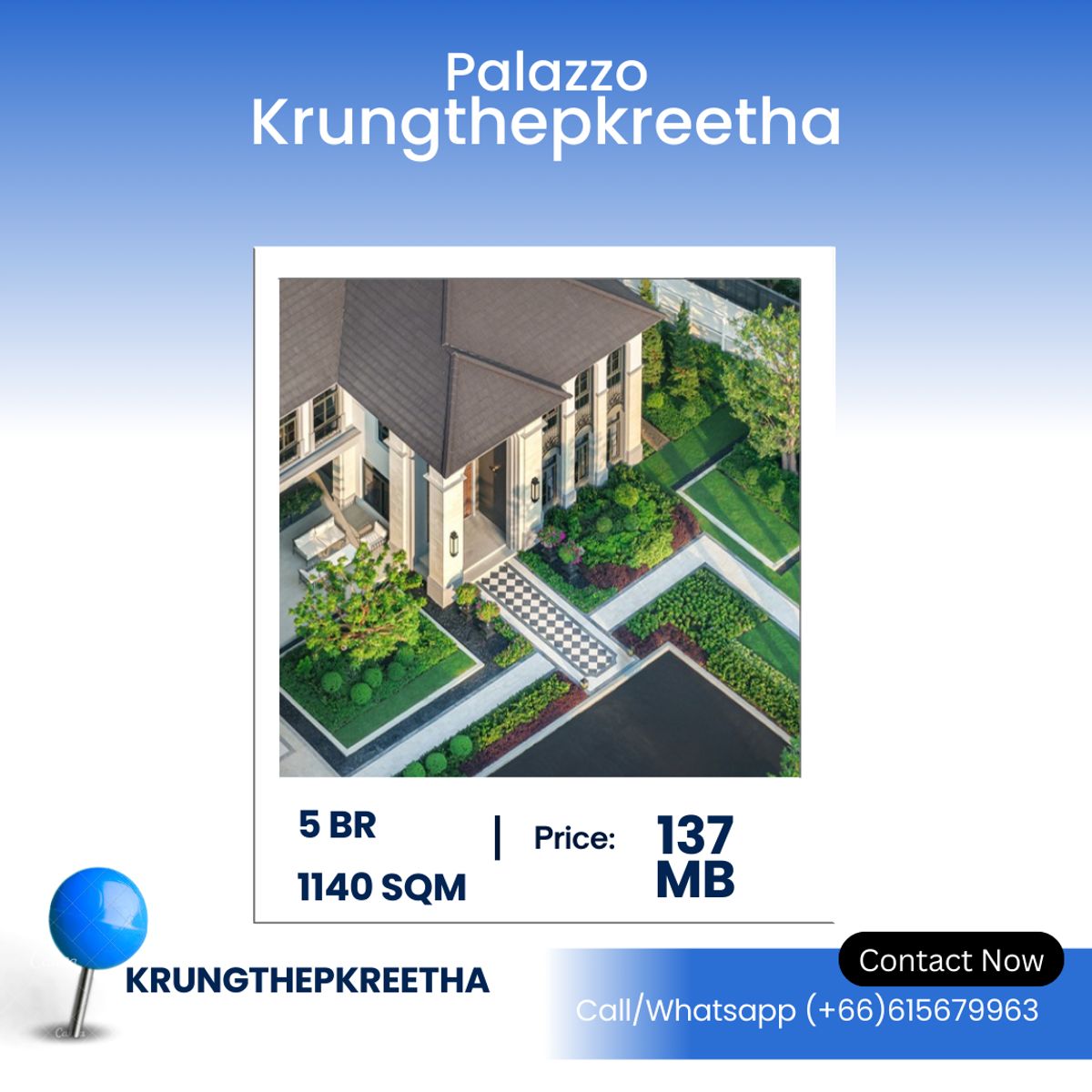 ขายบ้านพัฒนาการ ศรีนครินทร์ : Palazzo Krungthep Kreetha – บ้านหรูสไตล์ยุโรประดับ Ultra-Luxury  ✨ ฟังก์ชันครบครัน 5 ห้องนอน | 6 ห้องน้ำ | 12 ที่จอดรถ | 5 ห้องนั่งเล่น | 1 ห้องอเนกประสงค์ | 1 ห้องซักรีด | 2 ห้องแม่บ้านพร้อมห้องน้ำในตัว | 1 ห้องนิรภัย | 1 ลิฟต์ | 1 สระว่ายน้ำ