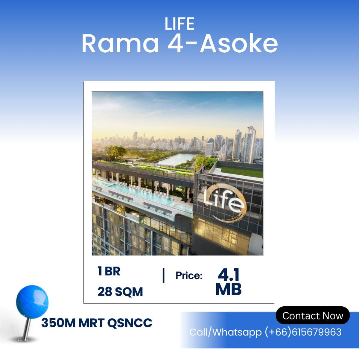 ขายคอนโดคลองเตย กล้วยน้ำไท : ife Rama 4 Asoke – Best Deal! Modern 1-Bedroom in Prime Location – 28 SQ.M. | ฿4.1 Million