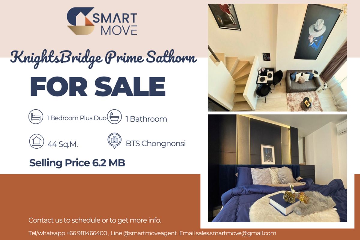 ขายคอนโดสาทร นราธิวาส : 🔥 ขายพร้อผมผู้เช่า !!🔥 Code C20240600055..........KnightsBridge Prime Sathorn, 1 ห้องนอน plus Duo, 1 ห้องน้ำ, ชั้นสูง 32++, แต่งครบ, ราคาพิเศษ!!📣📣
