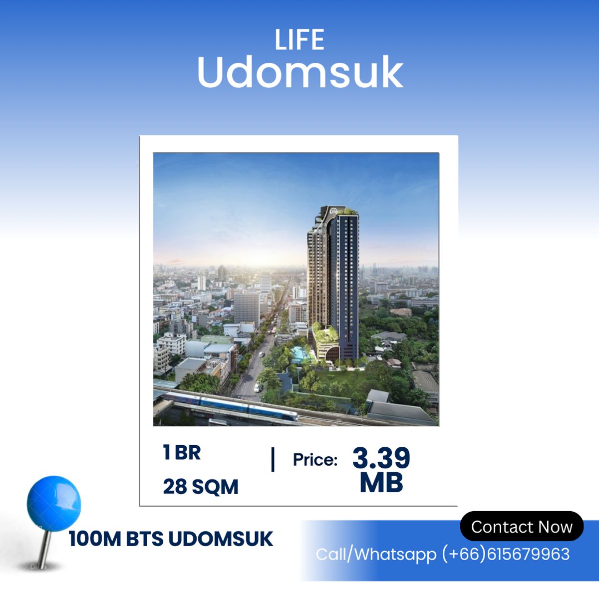 ขายคอนโดอ่อนนุช อุดมสุข : Life Udomsuk – Best-Priced Unit in the Entire Project! Modern 1bed in Prime Location – 28 SQ.M. | ฿3.39 Million