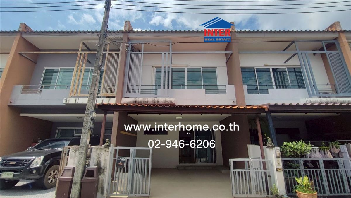 For SaleTownhomePathum Thani,Rangsit, Thammasat : 2-story townhome, 19.8 sq.w., The Trust Town Ring Village-Lam Lukka, near Big C, Chaeng Lam Hin Intersection Soi Bueng Khamphoi Lam Luk Ka Municipality 1 Road Kanchanaphisek parallel road, Lam Luk Ka Pathum Thani