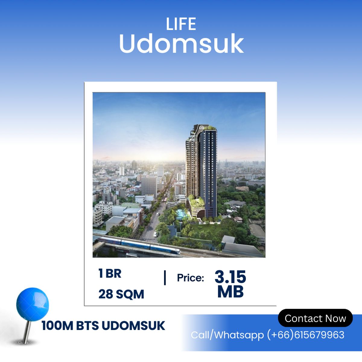 ขายคอนโดอ่อนนุช อุดมสุข : Life Udomsuk – Best Deal Ever! Modern 1-Bedroom in Prime Location – 28 SQ.M. | ฿3.15 Million