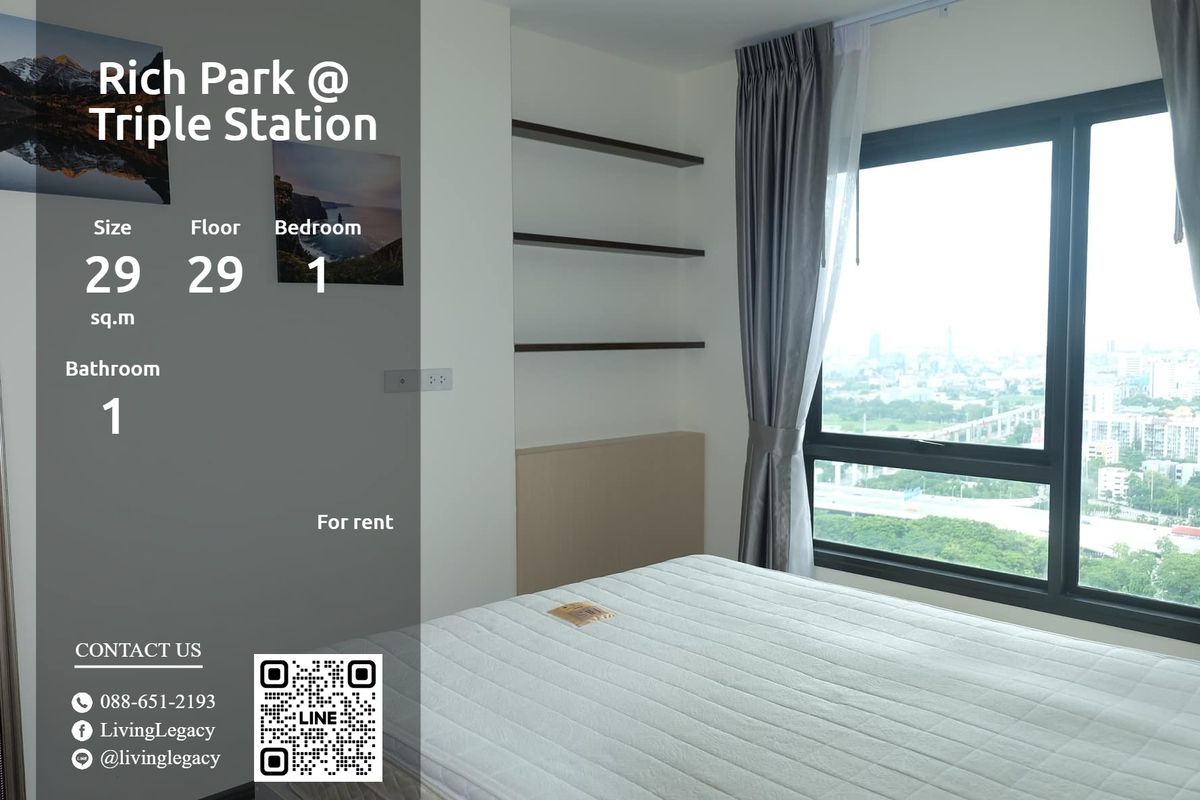 For RentCondoPattanakan, Srinakarin : Siec3L Condo for Rich Park @ Triple Station 29 Sq. Floor 29 Line ID: @livingLegacy