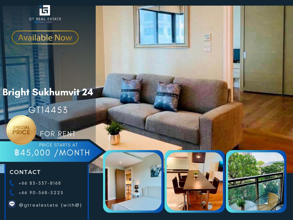 ให้เช่าคอนโดสุขุมวิท อโศก ทองหล่อ : คอนโด Bright Sukhumvit 24 เดินทางสะดวก ใกล้รถไฟฟ้าบีทีเอส มีรถรับส่ง ห้องสวย เฟอร์นิเจอร์ครบ พร้อมอยู่!!
