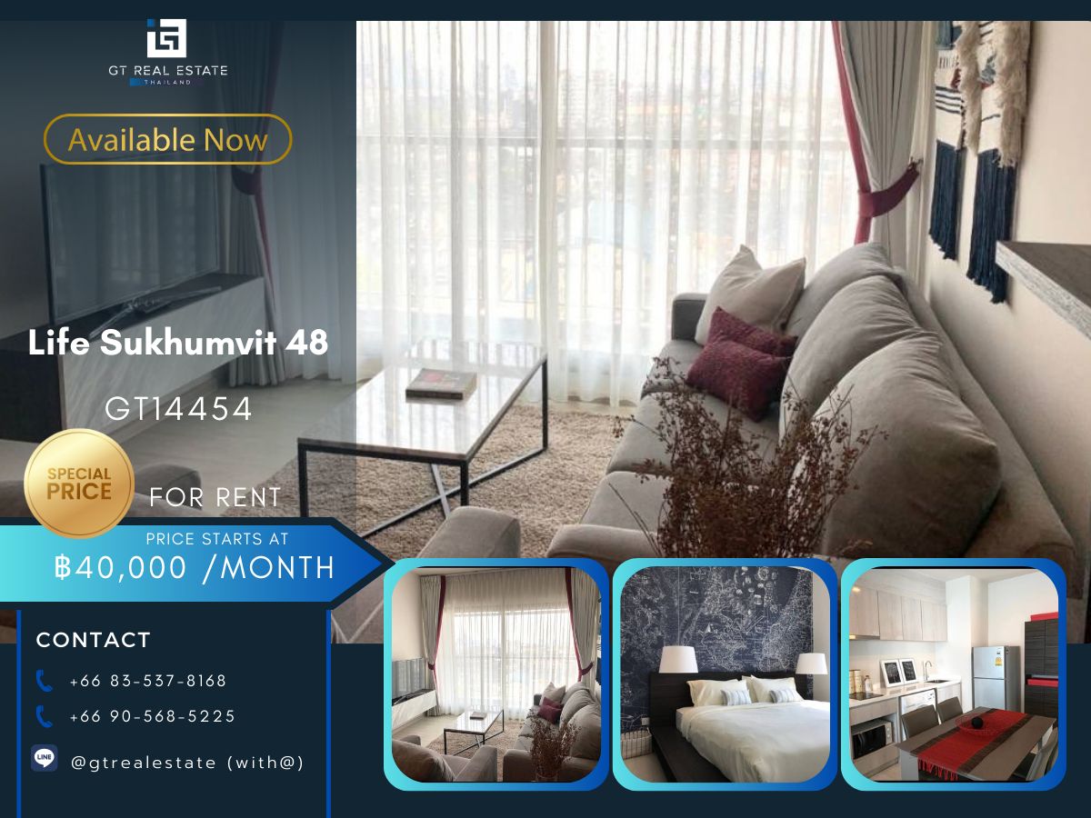 For RentCondoOnnut, Udomsuk : Life Sukhumvit 48 condo, convenient transportation, near BTS, beautiful room, complete furniture ready