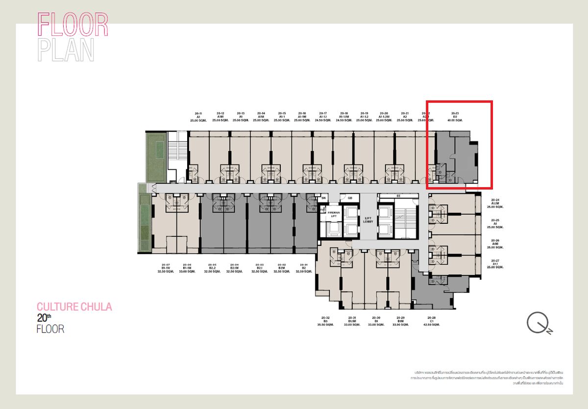 Sale DownCondoSilom, Saladaeng, Bangrak : Room 2 Bid 2, 1 Power, Floor 20, position 23 Type D2
