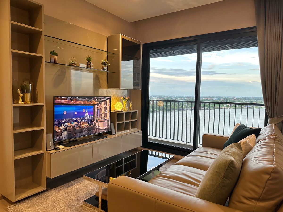CondoRattanathibet, Sanambinna : 🔥Urgent Sale/Rent🔥 The Politan Rive, Chao Phraya River - Corner unit with unobstructed river views, fully furnished, ready to move in.