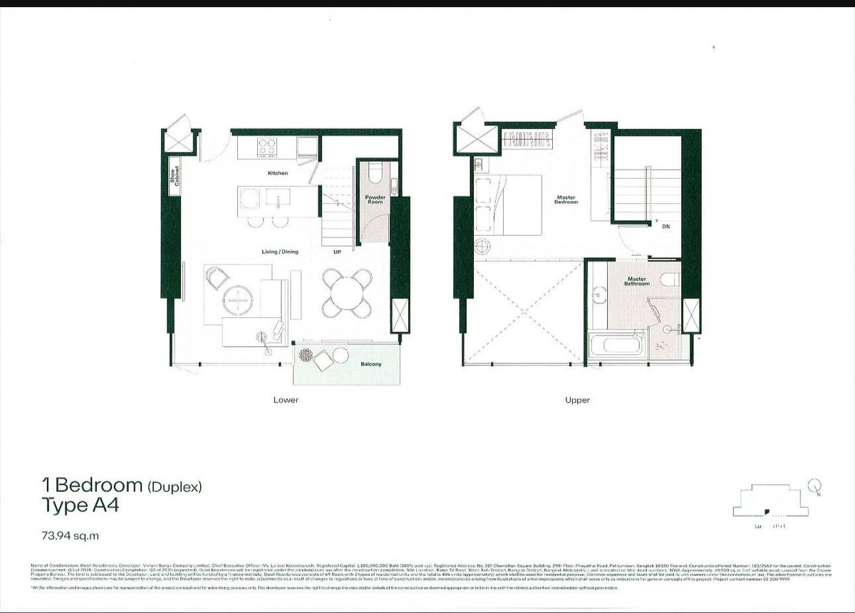 For SaleCondoSilom, Saladaeng, Bangrak : ✨flash deal ✨Dusit Residences and Dusit Parkside (Duplex 1BED 1.5BATH 73.94SQM) Ready! Only 29,990,000 baht Tel.0981315848 @PropMatch