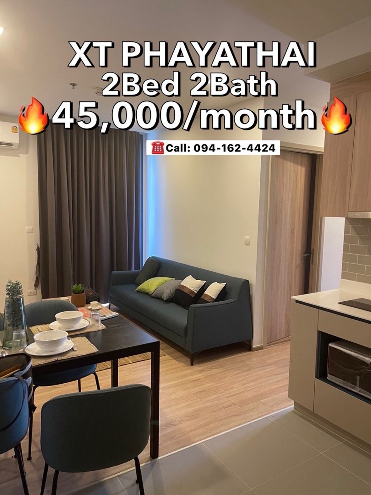 ให้เช่าคอนโดราชเทวี พญาไท : XT phayathai 2Bed 2Bath *BEST PRICE* 🔥45,000/month🔥Rare unit please hurry!!! ☎️Call/Line: 094-162-4424
