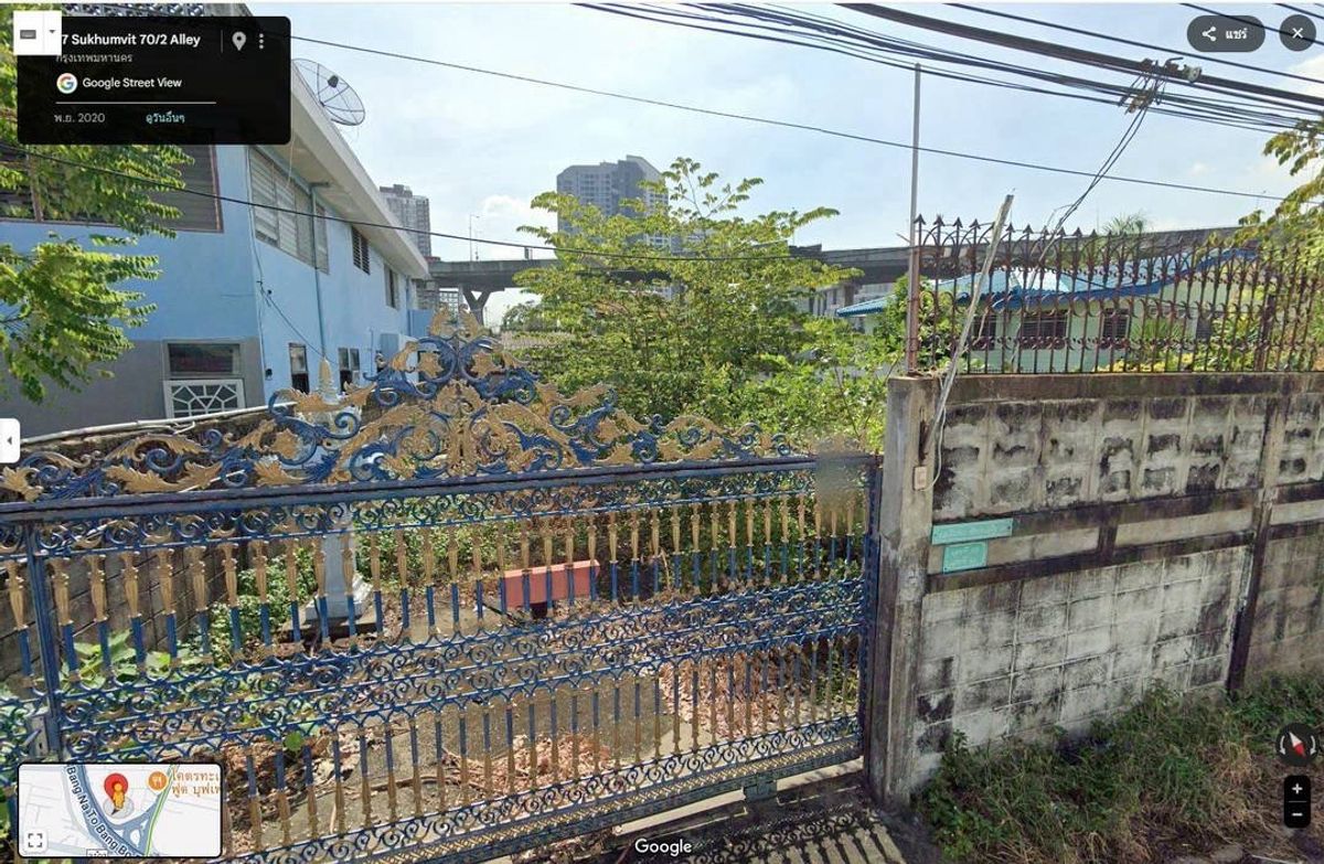 For SaleLandBangna, Bearing, Lasalle : Land for sale in Bangna 200 square wah, Soi Sukhumvit 70/2, enter the alley, not deep near the BTS Line, Udomsuk Station 750 meters and near Bangkok Mall, Bangna intersection.
