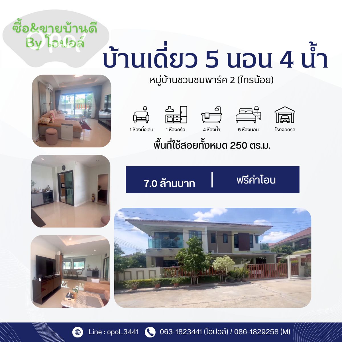 ขายบ้านนนทบุรี บางใหญ่ บางบัวทอง : บ้านเดี่ยวบางบัวทอง # บ้านเดี่ยวราชพฤกษ์ # บ้านเดี่ยวบางกรวย-ไทรน้อย # บ้านเดี่ยว 80.8 ตรว.(250 ตรม.) 5 นอน 4 น้ำ  หมู่บ้านชวนชมพาร์ค 2 (ไทรน้อย) หลังมุม หน้าบ้านไม่ติดใคร