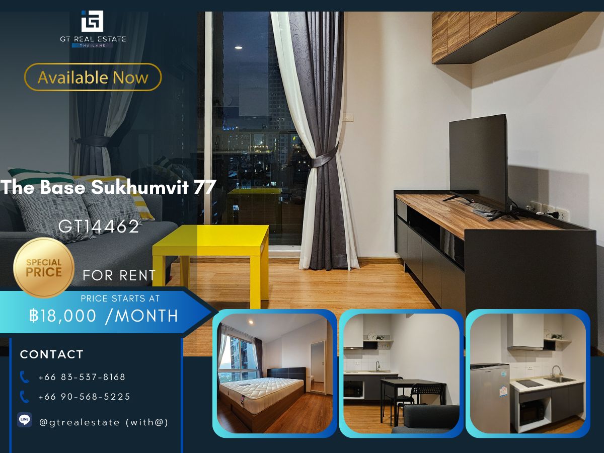 For RentCondoOnnut, Udomsuk : The Base Sukhumvit 77 condo is convenient to travel near the BTS train.