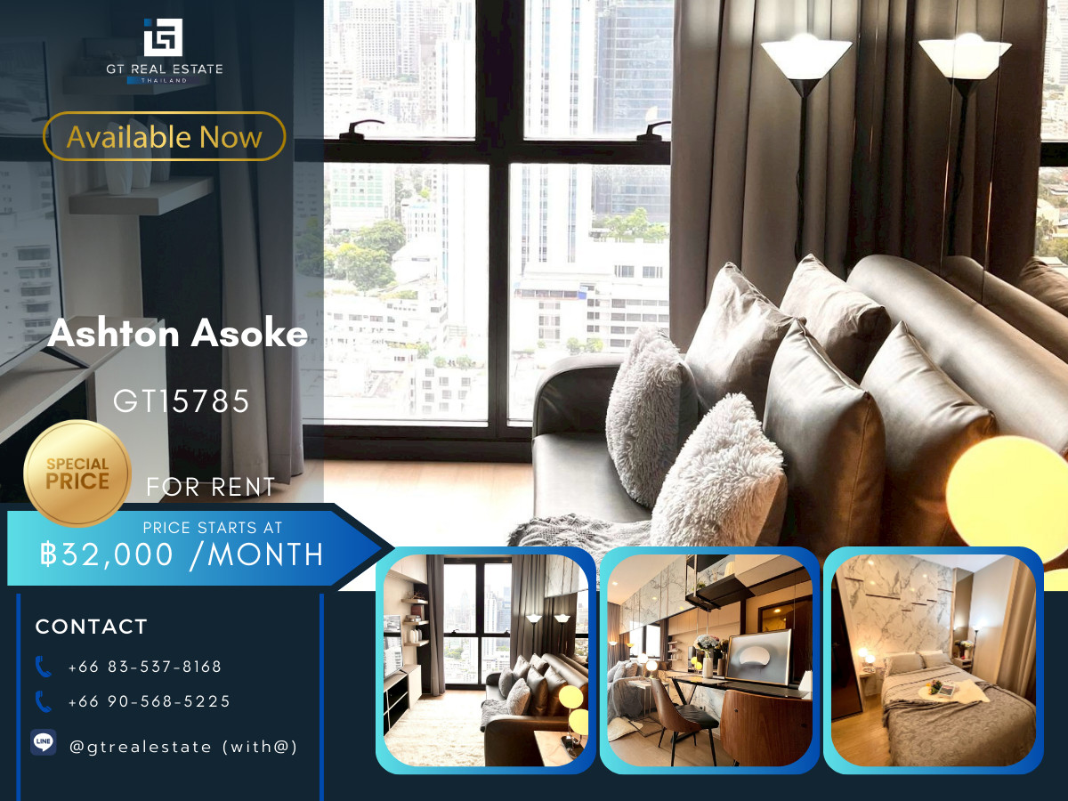 For RentCondoSukhumvit, Asoke, Thonglor : ✨ GT15785 | Ashton Asoke Condo, convenient travel, near BTS, there is a shuttle, beautiful room, fully furnished, ready to move in!!