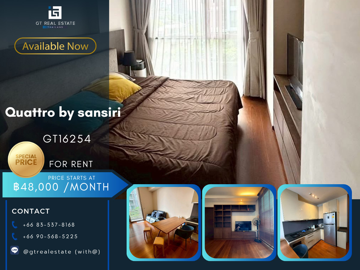 For RentCondoSukhumvit, Asoke, Thonglor : ✨ GT16254 | Condo Quattro Thonglor, convenient travel, close to BTS, has a shuttle, beautifully decorated room, fully furnished, ready to move in!!