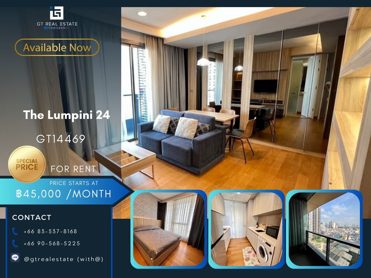 CondoSukhumvit, Asoke, Thonglor : The Lumpini 24 condo, convenient transportation, near BTS, have a beautiful shuttle room, complete furniture !!