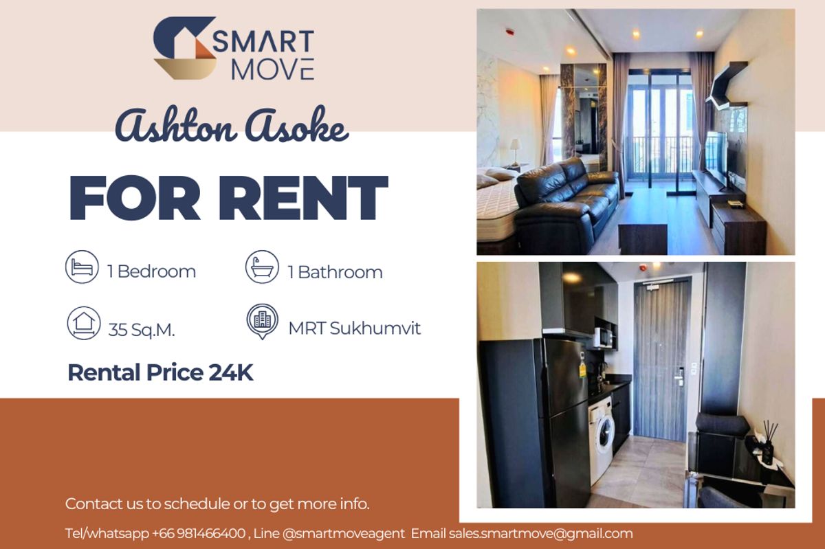 For RentCondoSukhumvit, Asoke, Thonglor : 🔥 For Rent !!🔥 Code C20250800065..........Ashton Asoke, 1 bedroom, 1 bathroom, high floor 11++, City View, prime area, furnished, ready to move in 📣📣